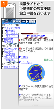 1. 携帯サイトから小隊機能の独立小隊設立申請を行います