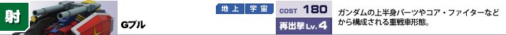----,Ｇブル,ガンダムの上半身パーツやコア・ファイターなどから構成される重戦車機体。