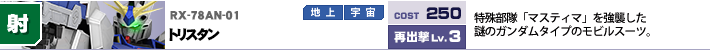 RX-78AN-01,トリスタン,特殊部隊「マスティマ」を強襲した謎のガンダムタイプのモビルスーツ。