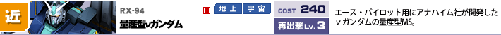RX-94,量産型νガンダム,エース・パイロット用にアナハイム社が開発したνガンダムの量産型MS。